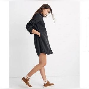 Madewell Long Sleeve Button Down Front Shirt Dress, Black Denim, size S